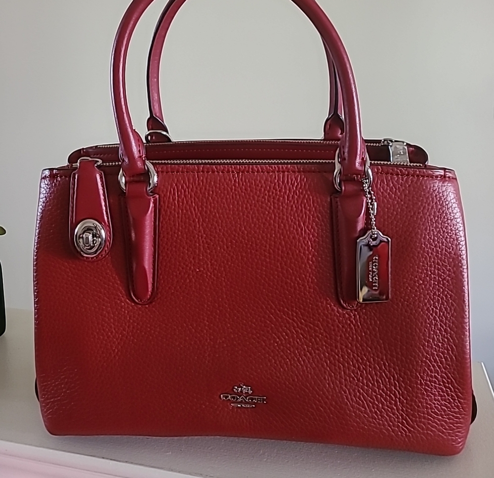 COACH in Pebbled Leather Crossbody bag  (Cherry Red) & Wallet